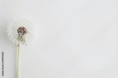 A single dandelion on a plain white background. Suitable for various design projects