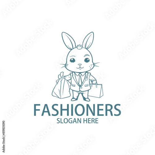 Bunny's fashionista logo vector illustration