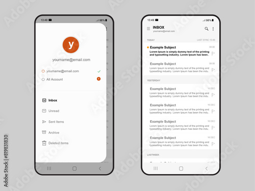Light Mode Email App Interface - Clean and Organized Communication