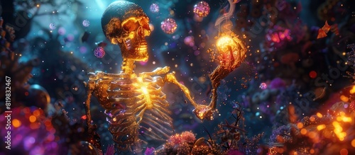 Golden Skeleton Conjuring Enchantment A Mesmerizing D Fantasy Art