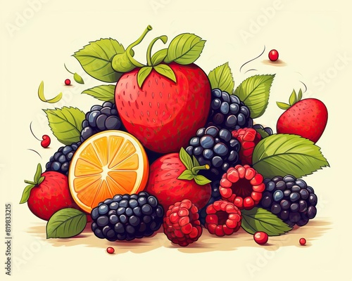 A variety of fresh berries and fruits.