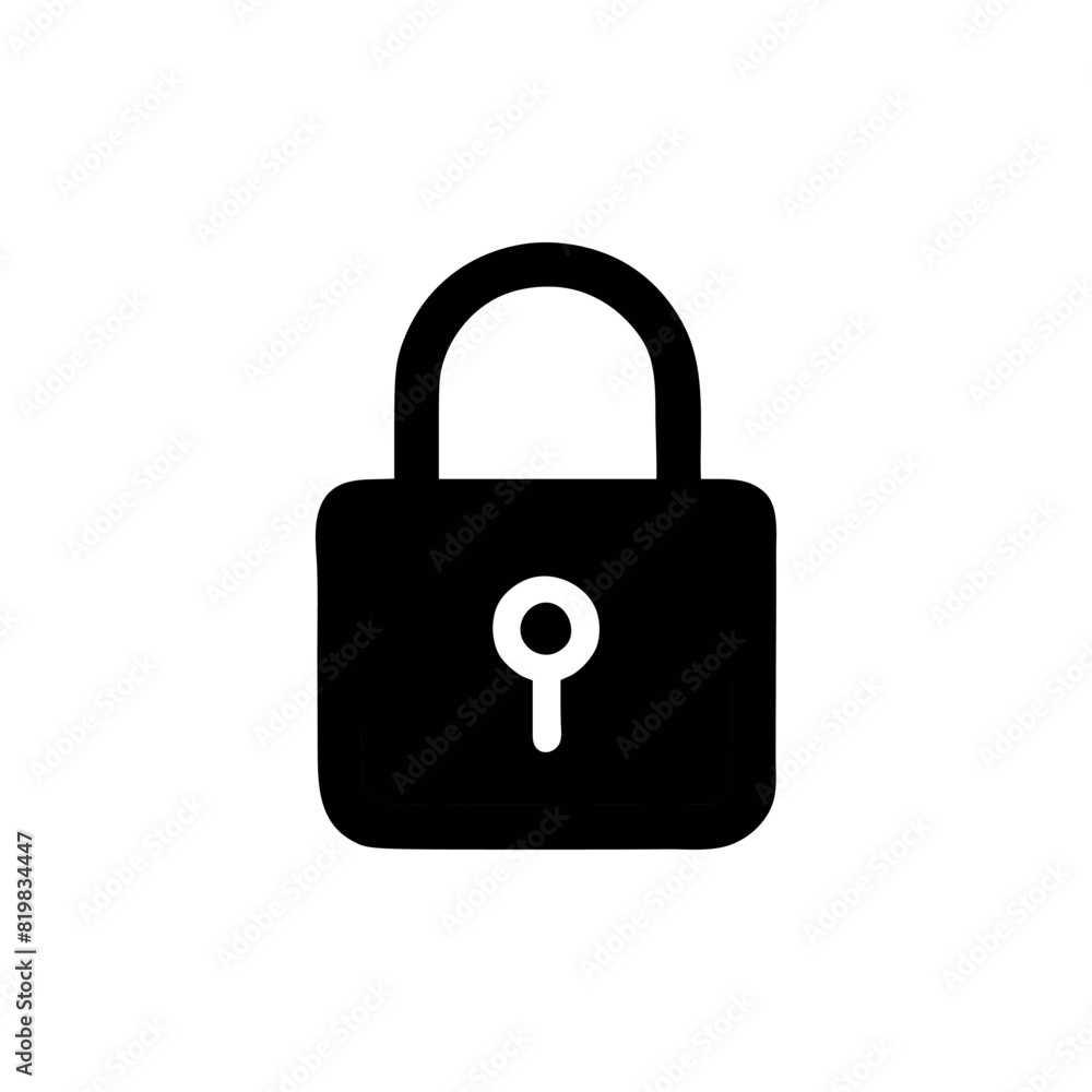 Lock icon. Black pad lock icon on white background. Vector illustration Lock icon. Black pad lock icon on white background. Vector illustration
