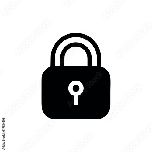 Lock icon. Black pad lock icon on white background. Vector illustration