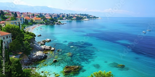 Croatias Adriatic coast boasts famous beach resorts like Opatija and Kvarner. Concept Beach Resorts, Adriatic Coast, Opatija, Kvarner photo