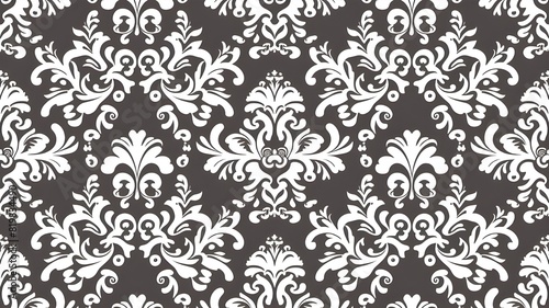 Wallpaper in the style of Baroque. Seamless vector background. White and grey floral ornament. Graphic pattern for fabric  wallpaper  packaging. Ornate Damask flower ornament. 