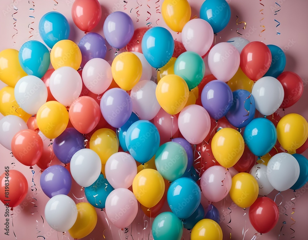 colorful balloons on pink background colorful balloons on pink background