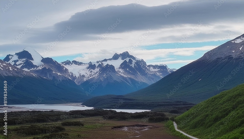 view of the mountain range between argentina and chile ushuaia tierra del fuego patagonia