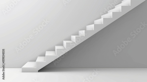 Stairs on white background, way to success, career ladder, architecture construction for building interior or exterior decoration. Modern illustration.