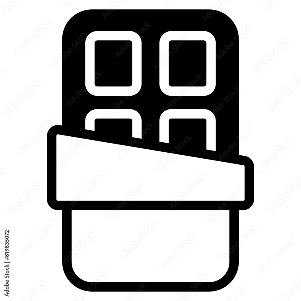 Chocolate bar with squares in wrapper vector icon for apps and websites Chocolate bar with squares in wrapper vector icon for apps and websites