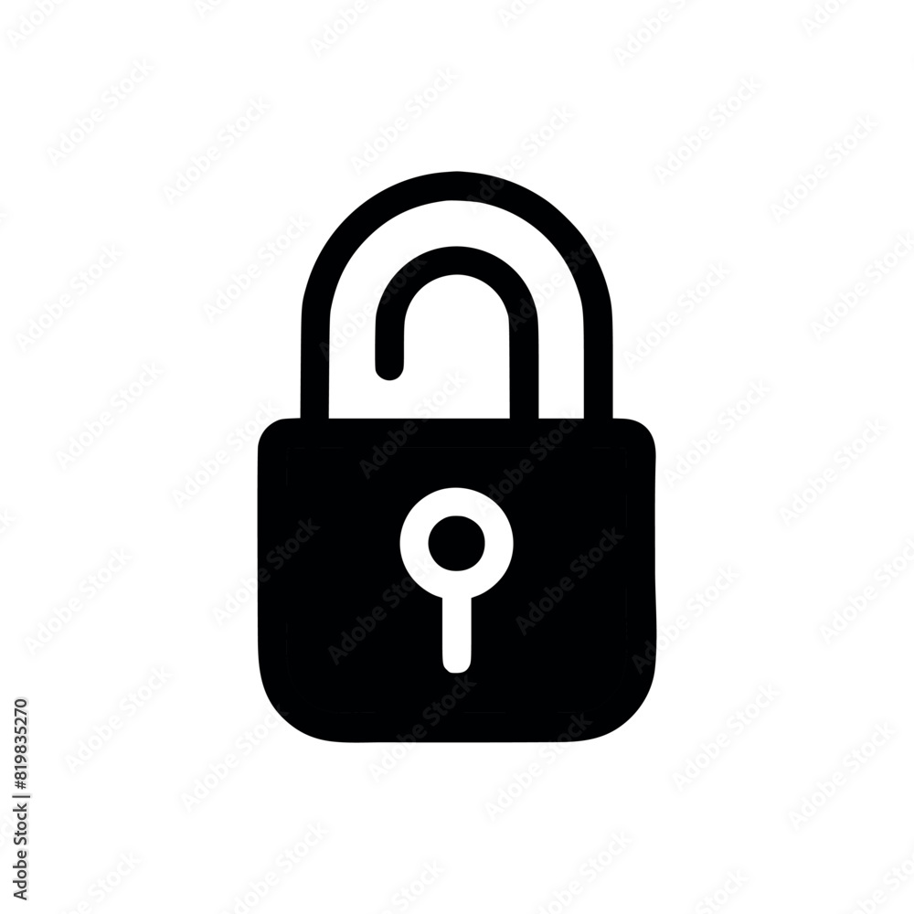 Lock icon. Black pad lock icon on white background. Vector illustration Lock icon. Black pad lock icon on white background. Vector illustration