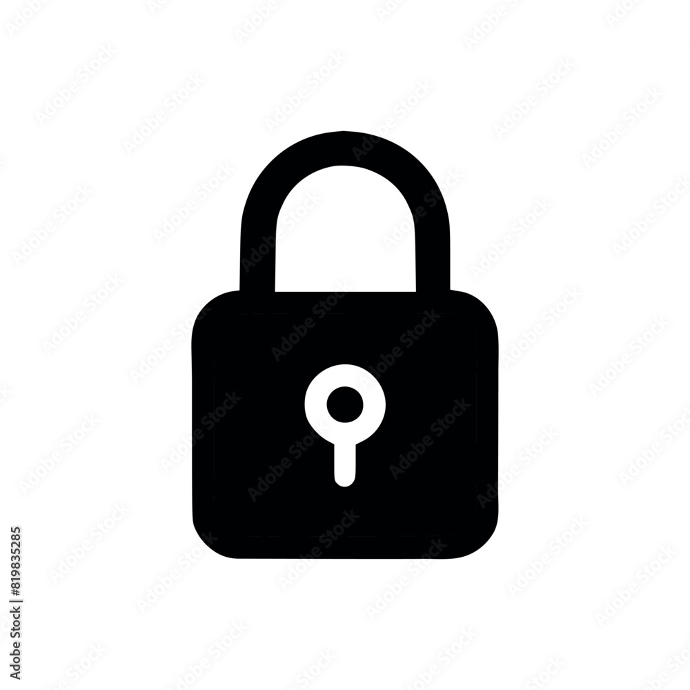 Lock icon. Black pad lock icon on white background. Vector illustration Lock icon. Black pad lock icon on white background. Vector illustration