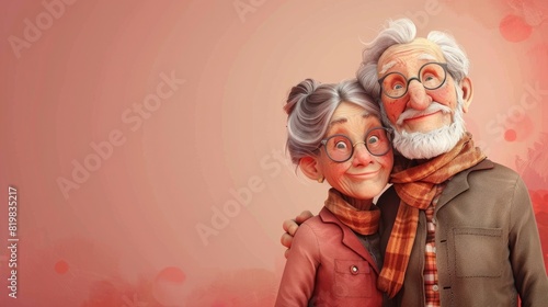 World grandparents day. Grandmother and grandfather. Happy family, fun times with children, cheerful old age. Merry hugs, smiles, joy in the family. Young and old generation