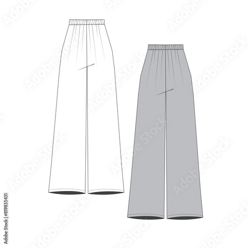 Fashion CAD for wide leg pants with elastic waist