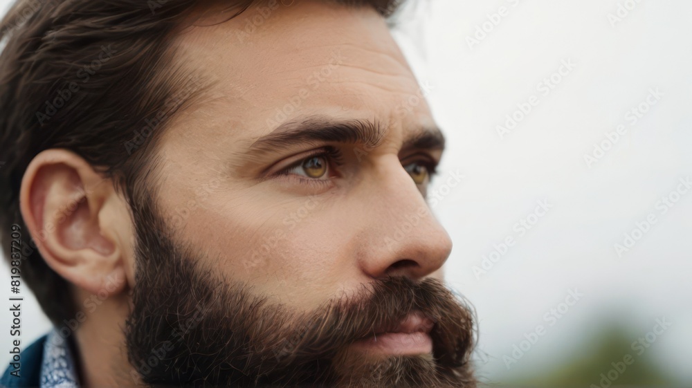 portrait of handsome stylish young man with mustache and beard portrait of handsome stylish young man with mustache and beard