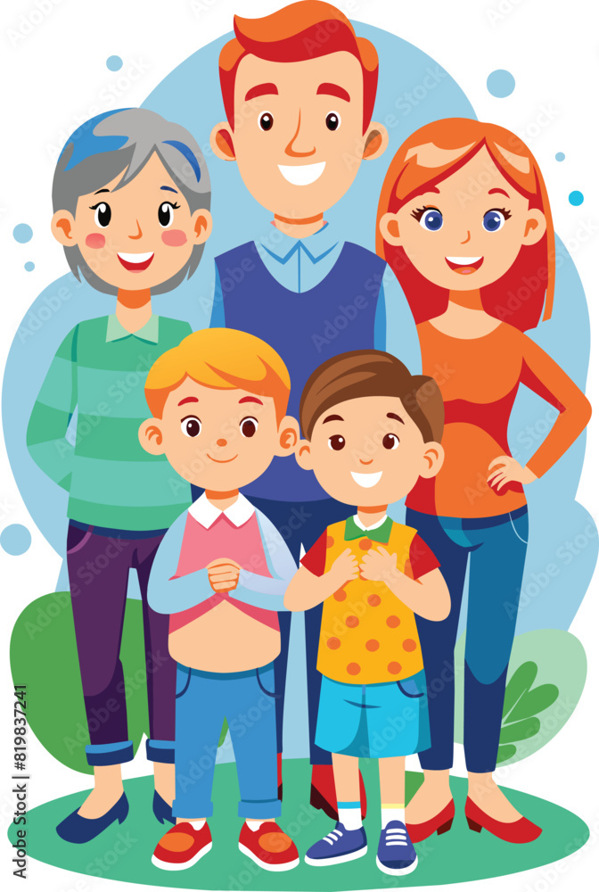 Flat illustration of a happy family, vector illustration. Flat illustration of a happy family, vector illustration.