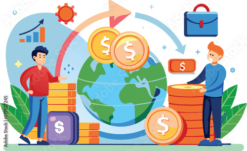 Flat illustration of change money concept, vector illustration.