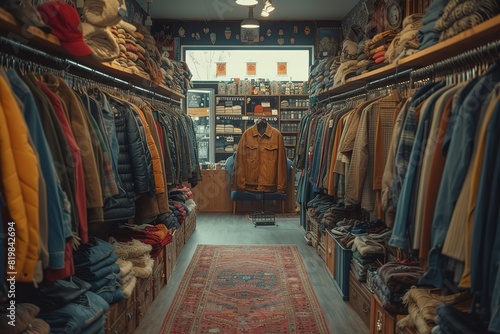 Interior Of Charity Shop Or Thrift Store Selling Used And Sustainable Clothing And Household Goods