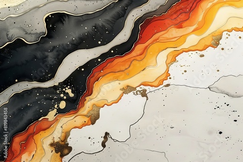 Abstract Marble Stone Pattern Texture with Gold and Multicolored Accents