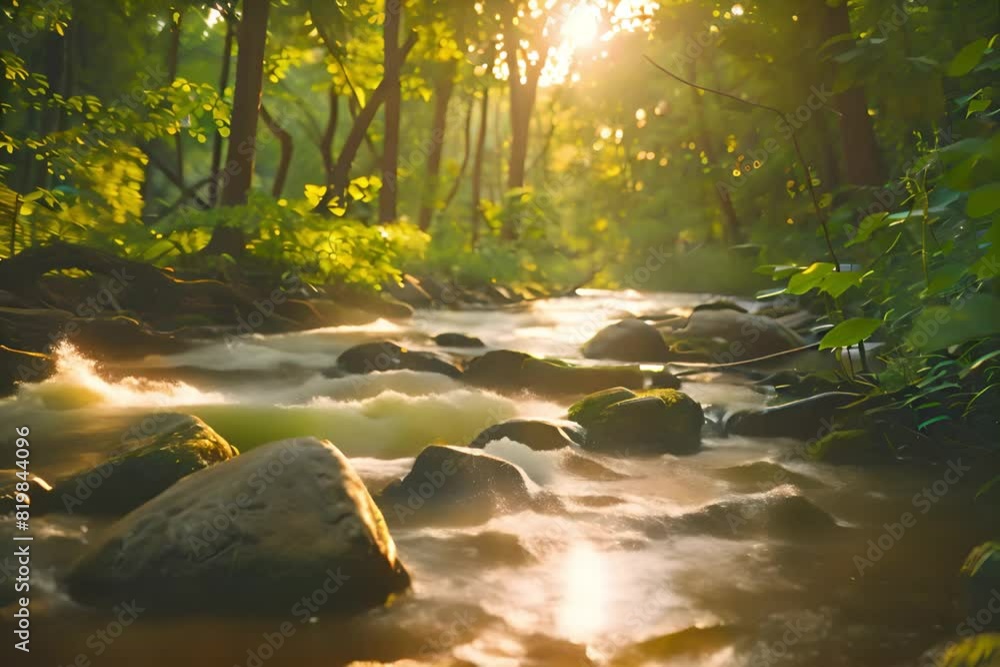 Forest view with clear water flow Forest view with clear water flow