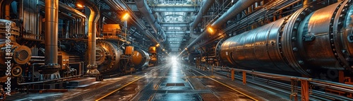 A vast underground complex of pipes and machinery photo