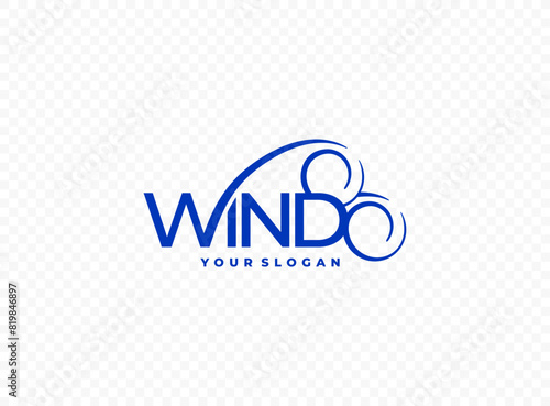 Word wind with abstract wind lines vector logo design