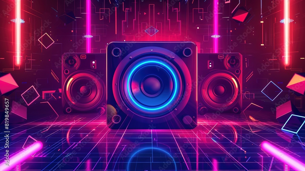 Obraz premium neon style speaker