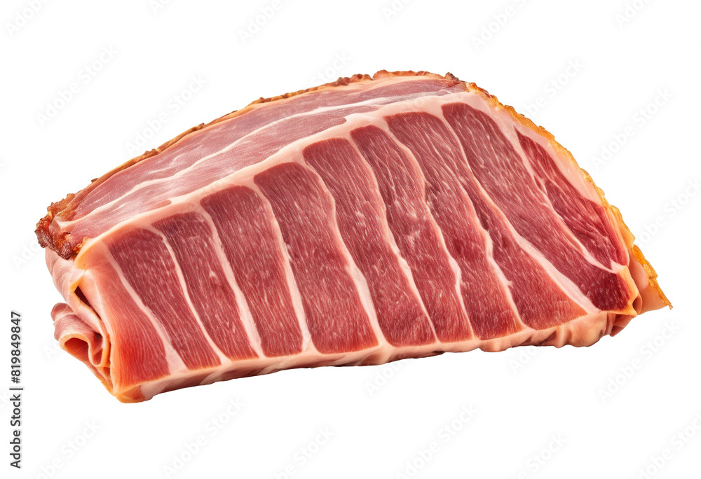 Authentic Italian Cured Meat: Close-up of Speck on transparent background PNG file Authentic Italian Cured Meat: Close-up of Speck on transparent background PNG file
