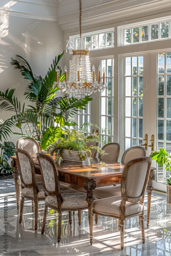 A refined home office with dark wood furniture, leather chairs, antique bookshelves, and a large window providing ample natural light A refined home office with dark wood furniture, leather chairs, antique bookshelves, and a large window providing ample natural light