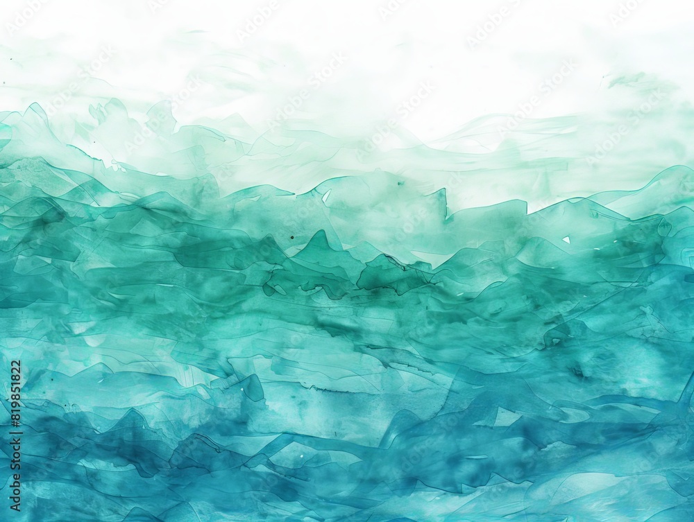 A soothing watercolor texture with gradients of teal, turquoise, and white, mimicking the calm waves of a tranquil sea A soothing watercolor texture with gradients of teal, turquoise, and white, mimicking the calm waves of a tranquil sea
