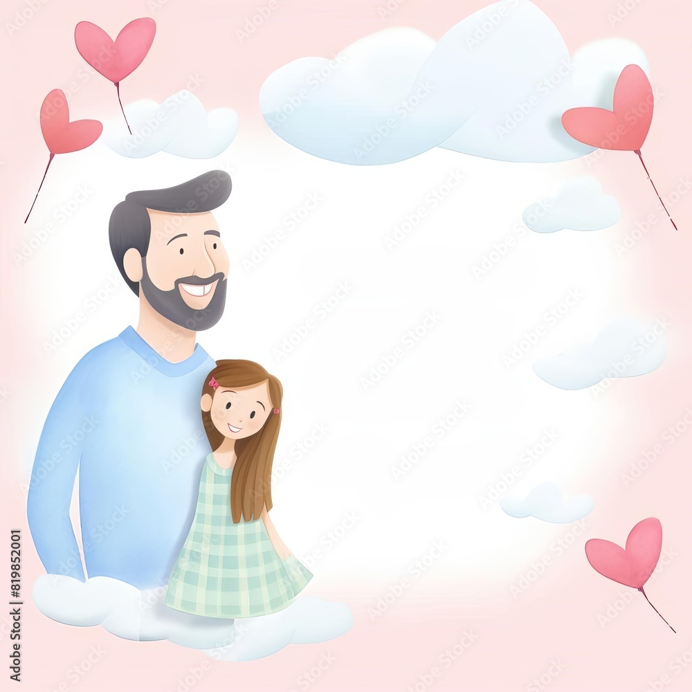 Happy Father's Day in heaven illustration with clouds watercolor tone, pastel, 3D Animator Happy Father's Day in heaven illustration with clouds watercolor tone, pastel, 3D Animator