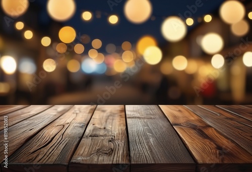 Minimalist Wooden Table with Bokeh Lights: The Perfect Prop for Minimalist Photography