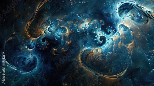 An abstract representation of the unknown, with swirling patterns of mystery and discovery.