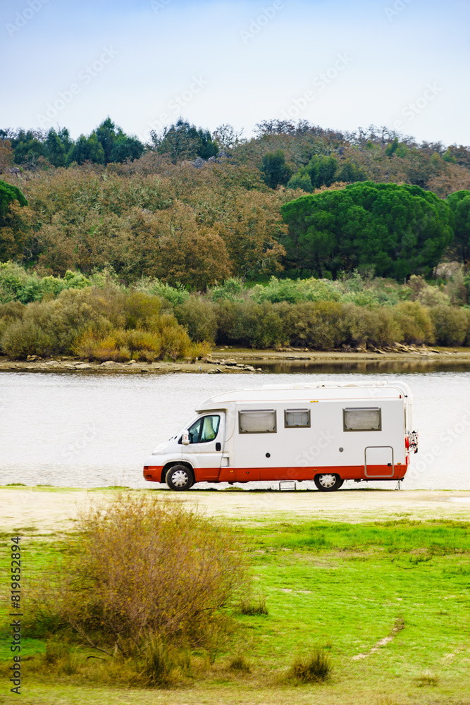 Camper rv camping on nature in Portugal