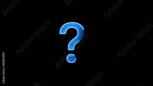 Glowing blue question mark on black background