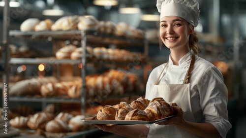 A Smiling Baker with Croissants