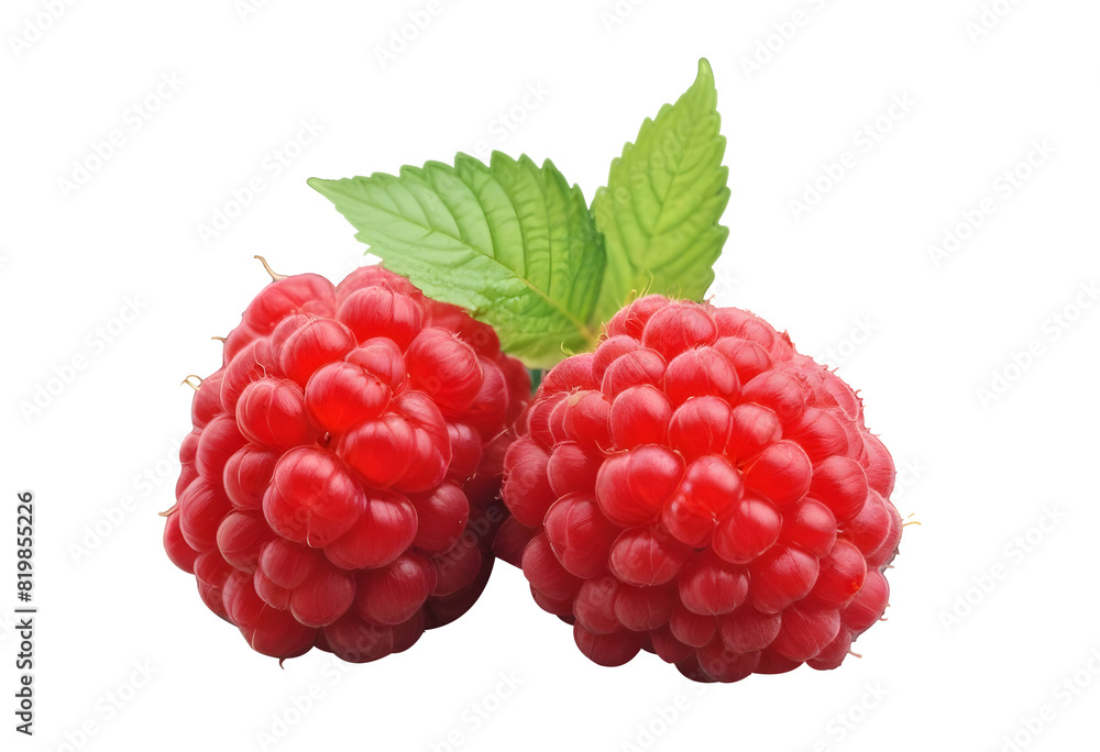 raspberry with leaf isolated raspberry with leaf isolated