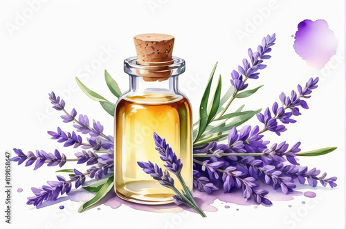 Lavender oil. Watercolor style.