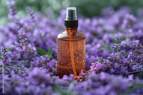 Soothing Lavender Pillow Spray Spritzing a lavender pillow spray for a calming and sleep-inducing atmosphere