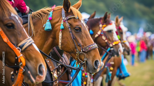 Colorful Country Fair Horse Parade Showcasing Various Breeds   © Davivd