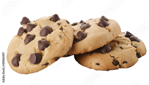Baking delicious chocolate chip cookies isolated on transparent background