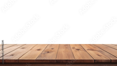 Empty wooden table top Brown For displaying product ,The background is transparent.