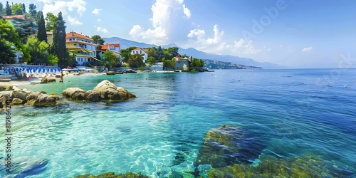 Exploring Croatia's Adriatic Coast: Discovering Famous Beach Resorts such as Opatija and Kvarner. Concept Croatia, Adriatic Coast, Beach Resorts, Opatija, Kvarner