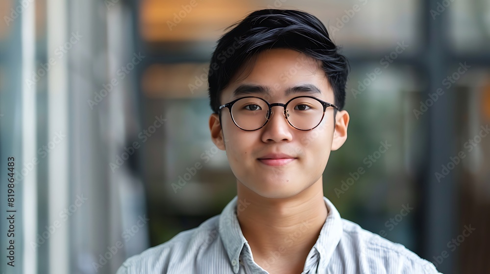 Cheerful Asian Man with Playful Expression in Casual Work Attire - Real Life Image of Lighthearted Professional Cheerful Asian Man with Playful Expression in Casual Work Attire - Real Life Image of Lighthearted Professional