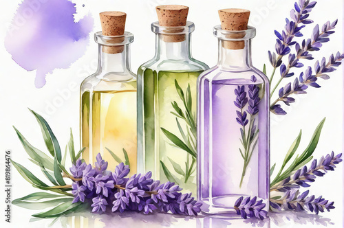 Lavender oil. Watercolor style.