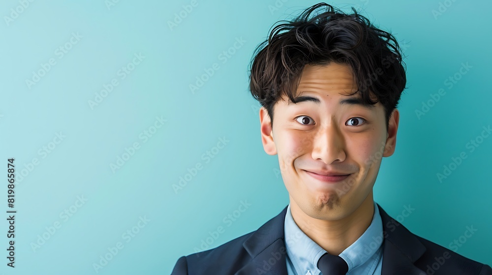 Quirky Asian Man in Casual Work Attire Making Funny Expression, Real Photo Concept for Humor and Diversity Quirky Asian Man in Casual Work Attire Making Funny Expression, Real Photo Concept for Humor and Diversity