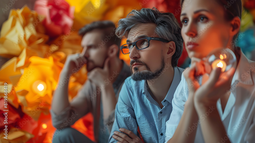 Business Team Facing Project Failure: Embracing Disappointment, Seeking Solutions Photo Realistic Concept Business Team Facing Project Failure: Embracing Disappointment, Seeking Solutions Photo Realistic Concept
