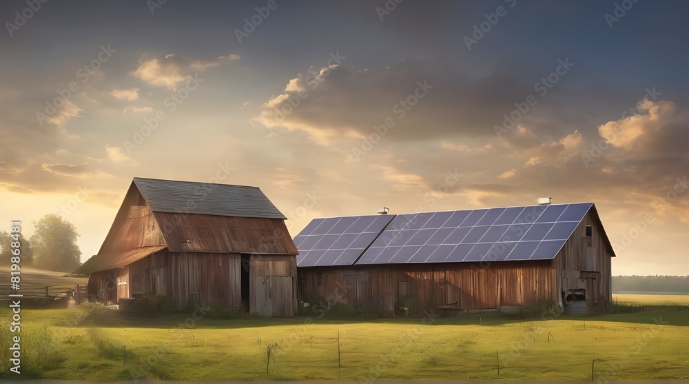Solar panel on a farm house roof. generative.ai Solar panel on a farm house roof. generative.ai