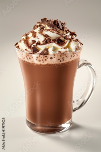 A glass of chocolate milk with whipped cream on top © Imaginary Capture