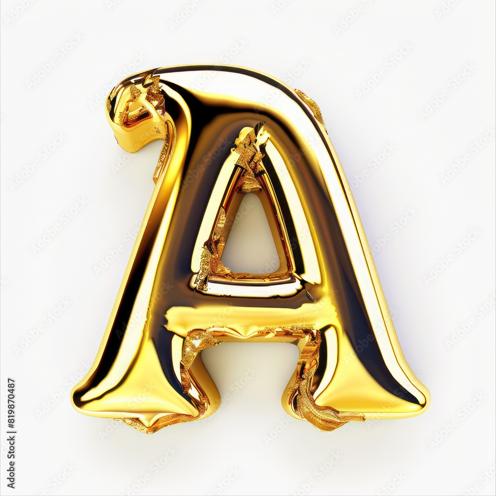 a capital letter in gold on a flat background