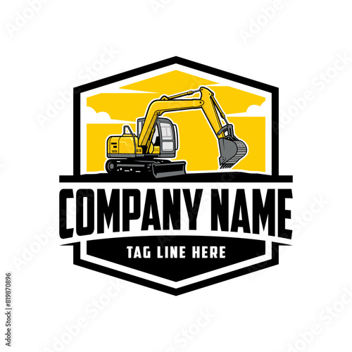 mini excavator company  logo vector image
